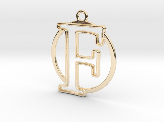 Initial F & circle  in 14k Gold Plated Brass