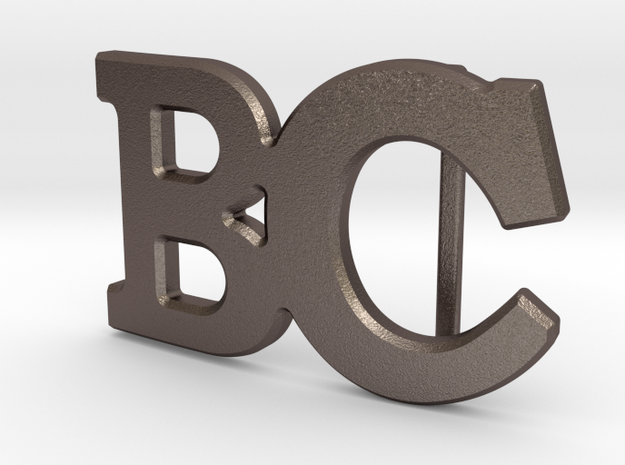 Custom Monogram Belt Buckle - BC in Polished Bronzed-Silver Steel