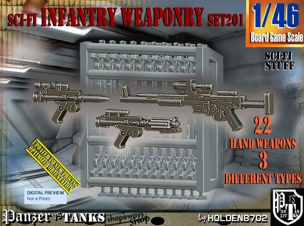 1/46 Sci-Fi Infantry Weaponry Set201 in Tan Fine Detail Plastic