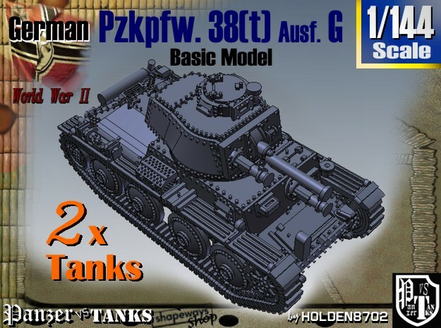 1-144 2x Basic PzKpfw 38t Ausf G in White Natural Versatile Plastic