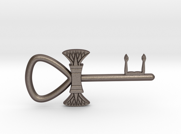 3" Ankh 'kA' key votive (lotus version) in Polished Bronzed-Silver Steel
