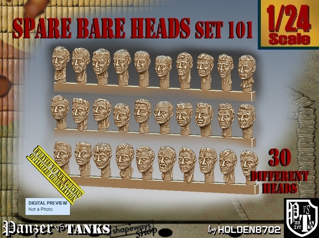 1/24 BareHeads Set101 in Tan Fine Detail Plastic