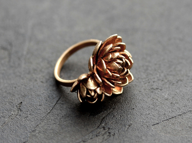 Lotus Ring  in 18k Gold Plated Brass: Medium