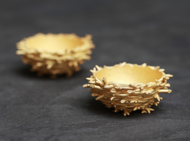 Gold 'Nest' Egg Cup in Polished Gold Steel