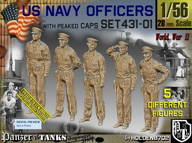 1/56 USN Officers Set431-01 in Tan Fine Detail Plastic