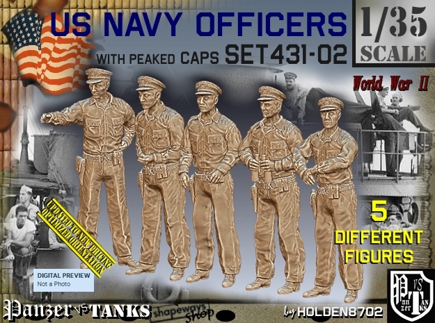 1/35 USN Officers Set431-02 in Tan Fine Detail Plastic