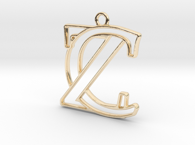 Initials C&Z monogram in 14k Gold Plated Brass