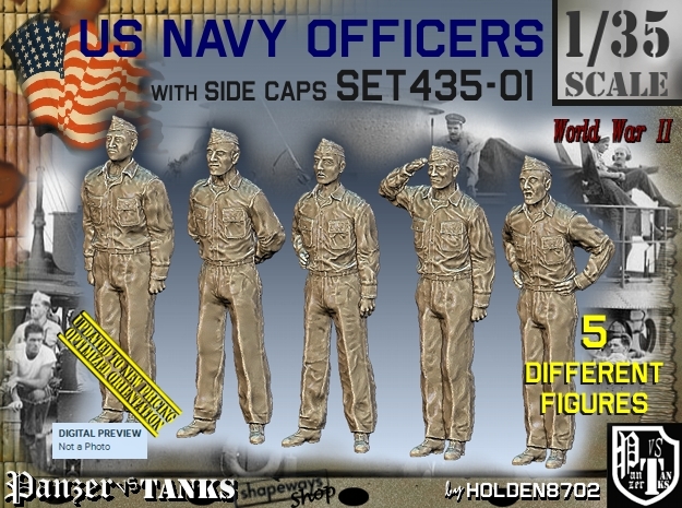 1/35 USN Officers Set435-01 in Tan Fine Detail Plastic