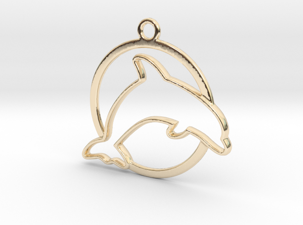 Dolphin & circle intertwined Pendant in 14k Gold Plated Brass