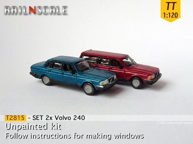 SET 2x Volvo 240 (TT 1:120) in Tan Fine Detail Plastic