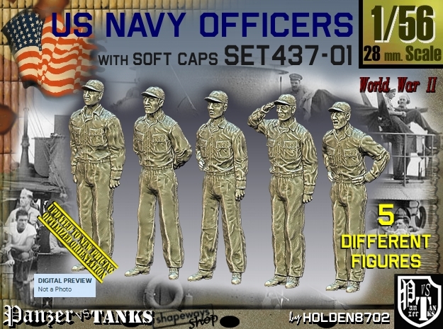 1/56 USN Officers Set437-01 in Tan Fine Detail Plastic
