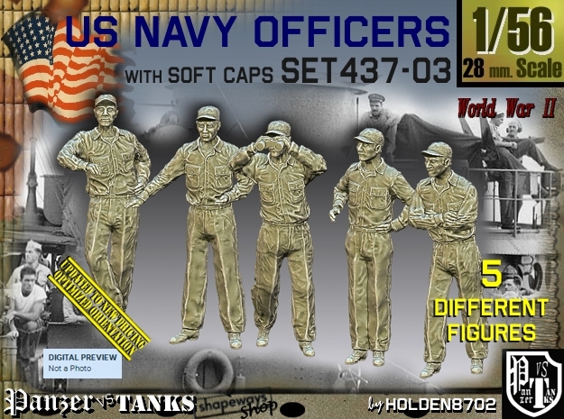1/56 USN Officers Set437-03 in Tan Fine Detail Plastic