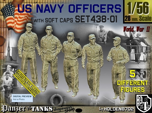1/56 USN Officers Set438-01 in Tan Fine Detail Plastic