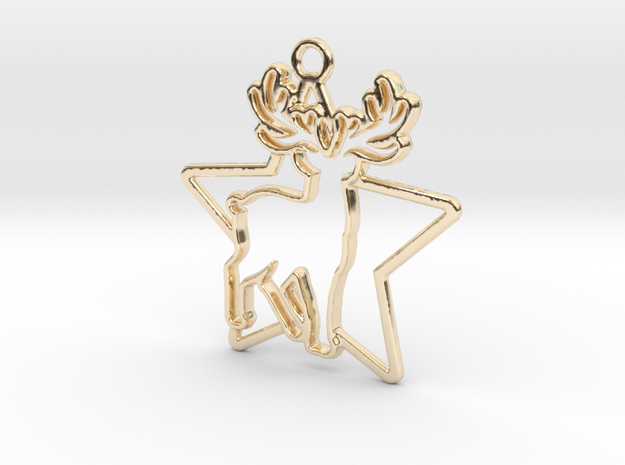 Deer & star intertwined Pendant in 14k Gold Plated Brass