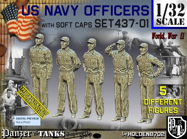 1/32 USN Officers Set437-01 in Tan Fine Detail Plastic