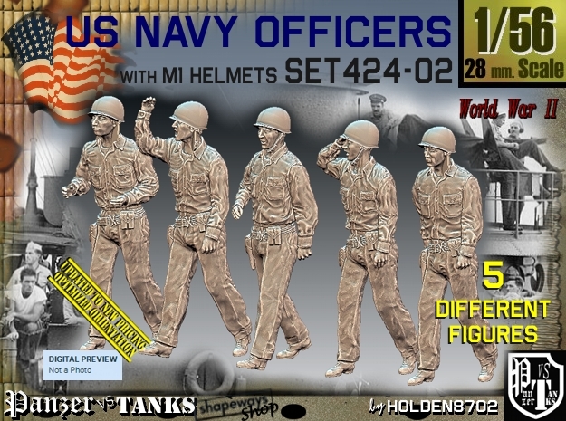 1/56 USN Officers Set424-02 in Tan Fine Detail Plastic