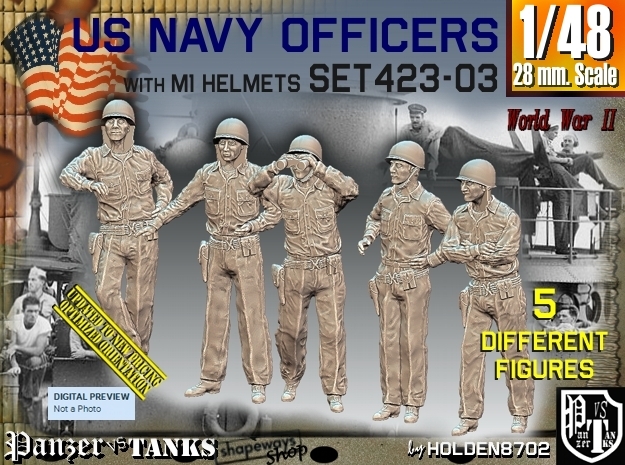 1/48 USN Officers Set423-03 in Tan Fine Detail Plastic