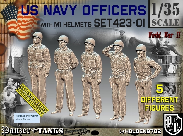 1/35 USN Officers Set423-01 in Tan Fine Detail Plastic