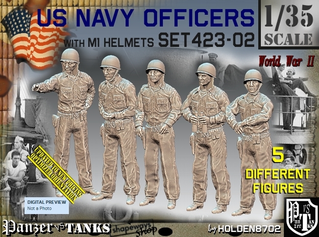1/35 USN Officers Set423-02 in Tan Fine Detail Plastic