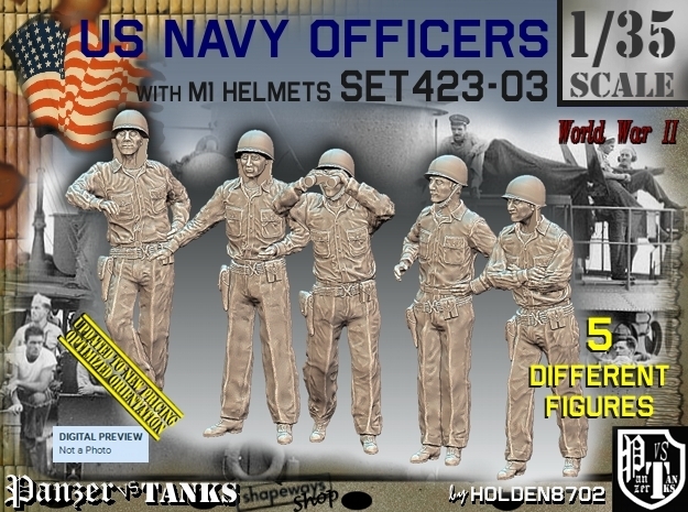 1/35 USN Officers Set423-03 in Tan Fine Detail Plastic