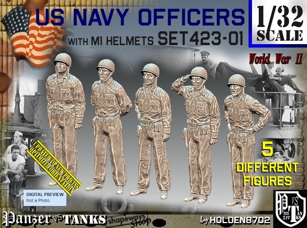 1/32 USN Officers Set423-01 in Tan Fine Detail Plastic