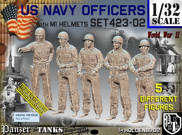 1/32 USN Officers Set423-02 in Tan Fine Detail Plastic