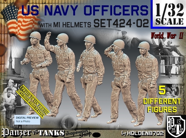 1/32 USN Officers Set424-02 in Tan Fine Detail Plastic