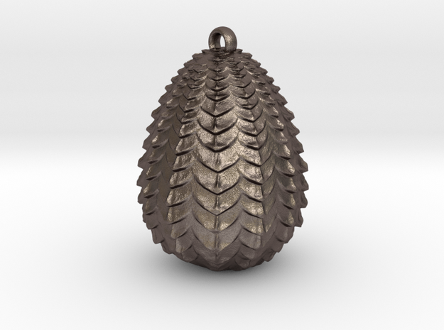Dragon Egg Pendant in Polished Bronzed-Silver Steel