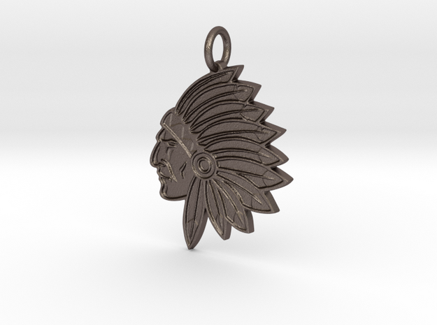 Warriors Pendant in Polished Bronzed-Silver Steel