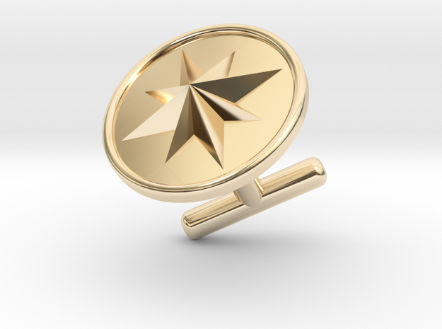 Cufflink - Wind Rose in 14k Gold Plated Brass