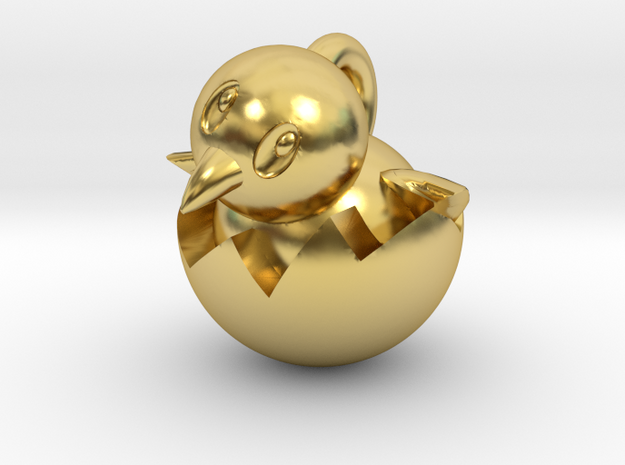 Hatching Chick Emoji Pendant in Polished Brass