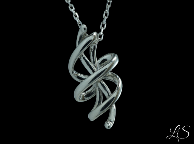 Rosett One Pendant in Polished Silver: Small