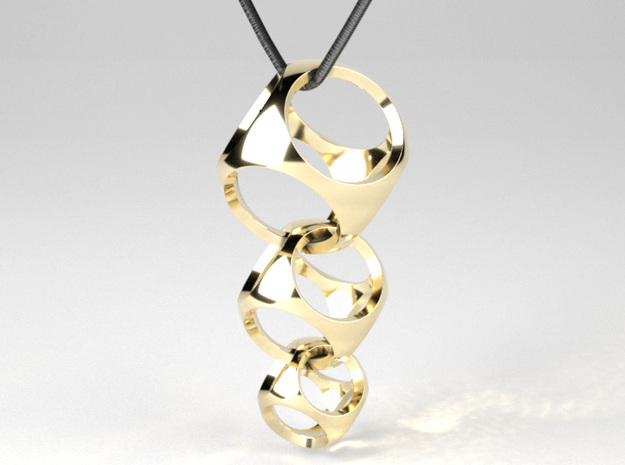 Intersecting Spheres - Pendant in Polished Brass (Interlocking Parts)