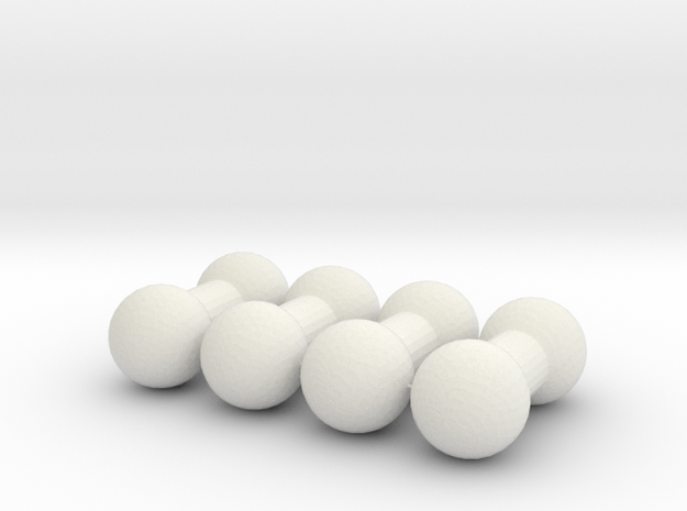 4mm Double Ball Joint - Set of 4 in White Natural Versatile Plastic