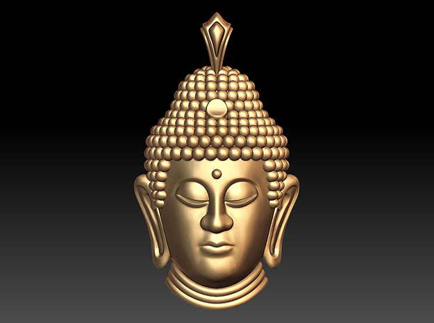 Buddha Head pendant in 14k Gold Plated Brass