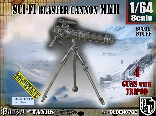 1/64 Sci-Fi Blaster Cannon MkII Set001 in Tan Fine Detail Plastic