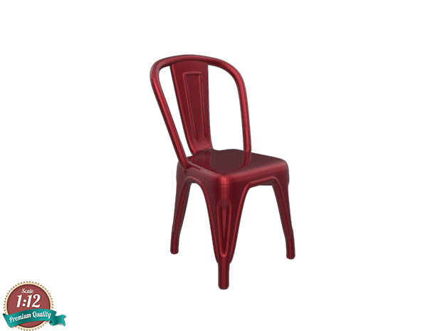 Miniature Tolix Chair - Tolix in White Natural Versatile Plastic: 1:12
