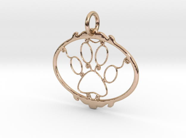 Paw Print pendant in 14k Rose Gold Plated Brass