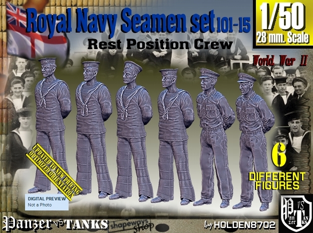1/50 RN Seamen Rest Set101-15 in Tan Fine Detail Plastic