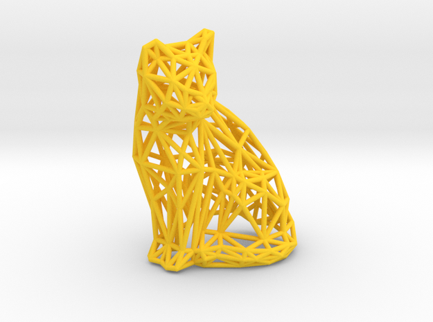 Sitting cat in Yellow Processed Versatile Plastic