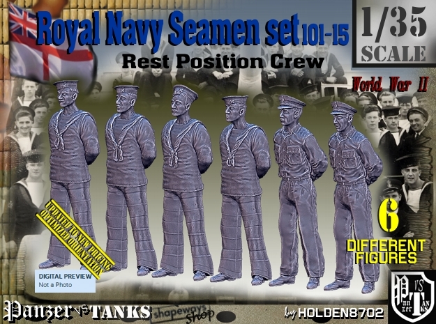 1-35 RN Seamen Rest Set101-15 in Tan Fine Detail Plastic