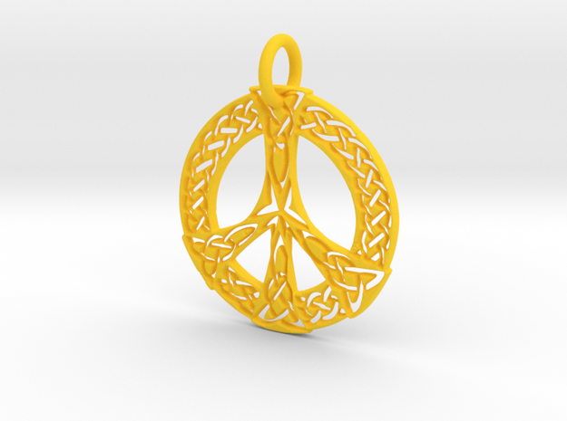 Celtic Peace Pendant in Yellow Processed Versatile Plastic: Extra Small