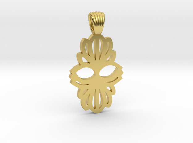 Art Deco double flower [pendant] in Polished Brass