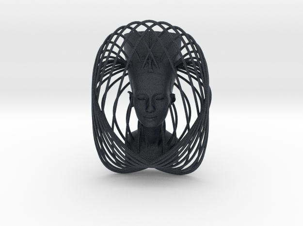 Wire Curve Art + Nefertiti (003b) in Black PA12