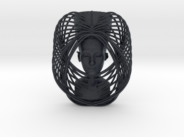 Wire Curve Art + Nefertiti (003c) in Black PA12