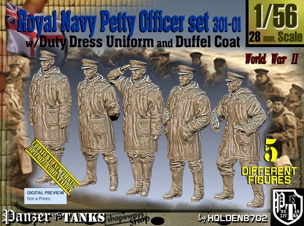 1/56 Royal Navy DC Petty OffIcer Set301-01 in Tan Fine Detail Plastic