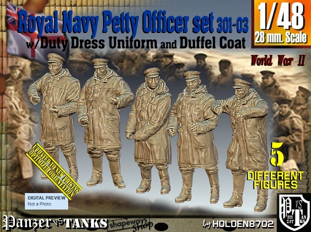 1/48 Royal Navy DC Petty OffIcer Set301-03 in Tan Fine Detail Plastic