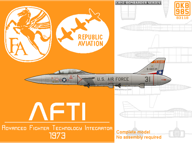 Fairchild-Republic AFTI Fighter Concept in Black Natural Versatile Plastic