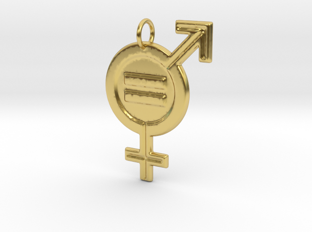 Gender Equality Pendant (V2) in Polished Brass
