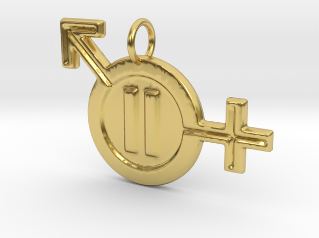 Gender Equality Pendant (V3) in Polished Brass